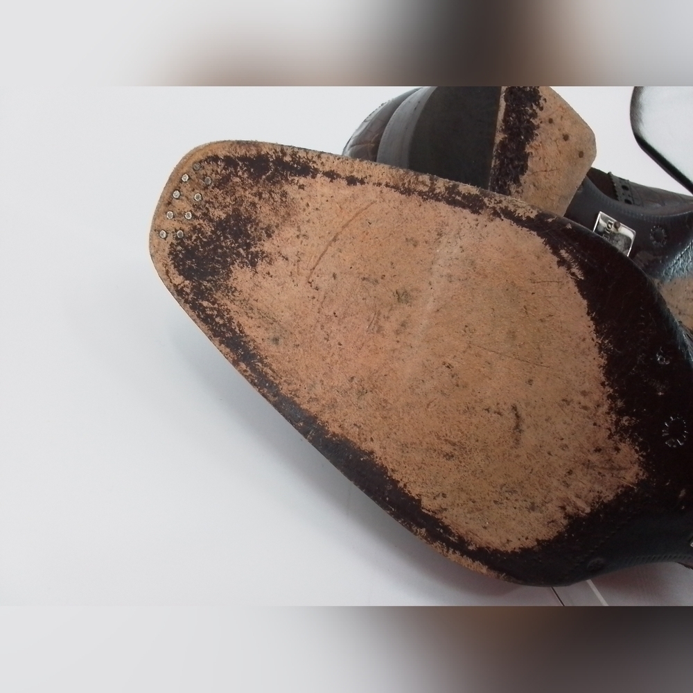 DI Bianco Scarpe Dress Shoe Oxford BROWN SUEDE & ALLIGATOR Wingtip Leather sz 10 - Picture 10 of 12
